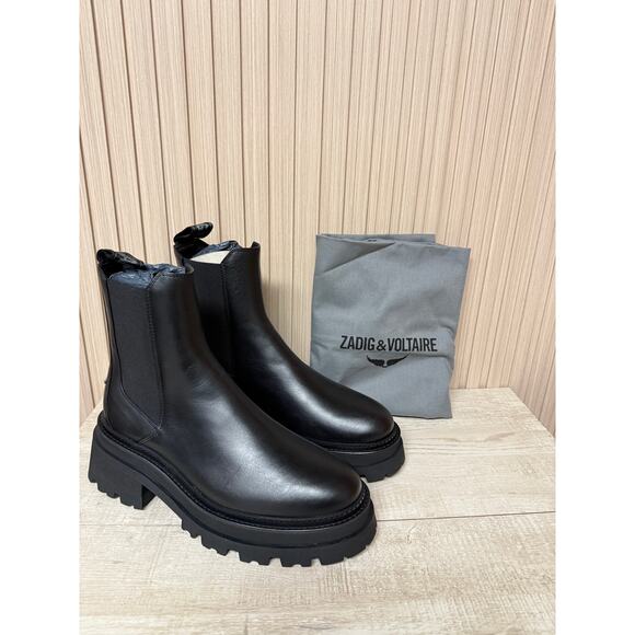 Zadig & Voltaire Ride Chelsea Semy-Shiny Calfskin Womens Boots MSRP $648 New - Picture 2 of 13